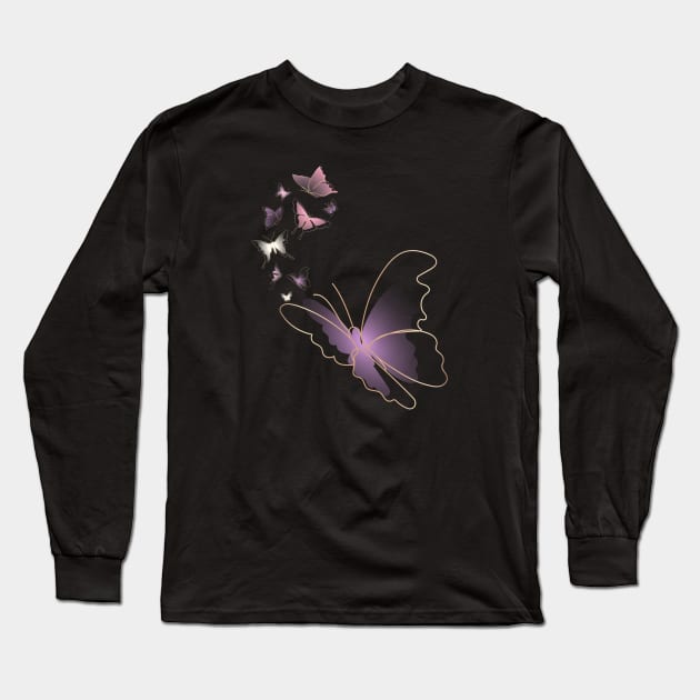 Monarch Butterfly Rapsody Long Sleeve T-Shirt by HobbyAndArt